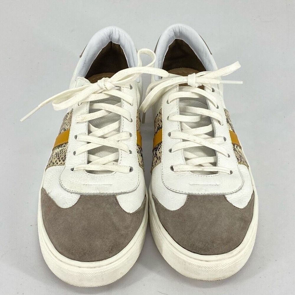 Kaanas Barbera Sneaker White Snake Low Top Lace Up Leather Suede 9M